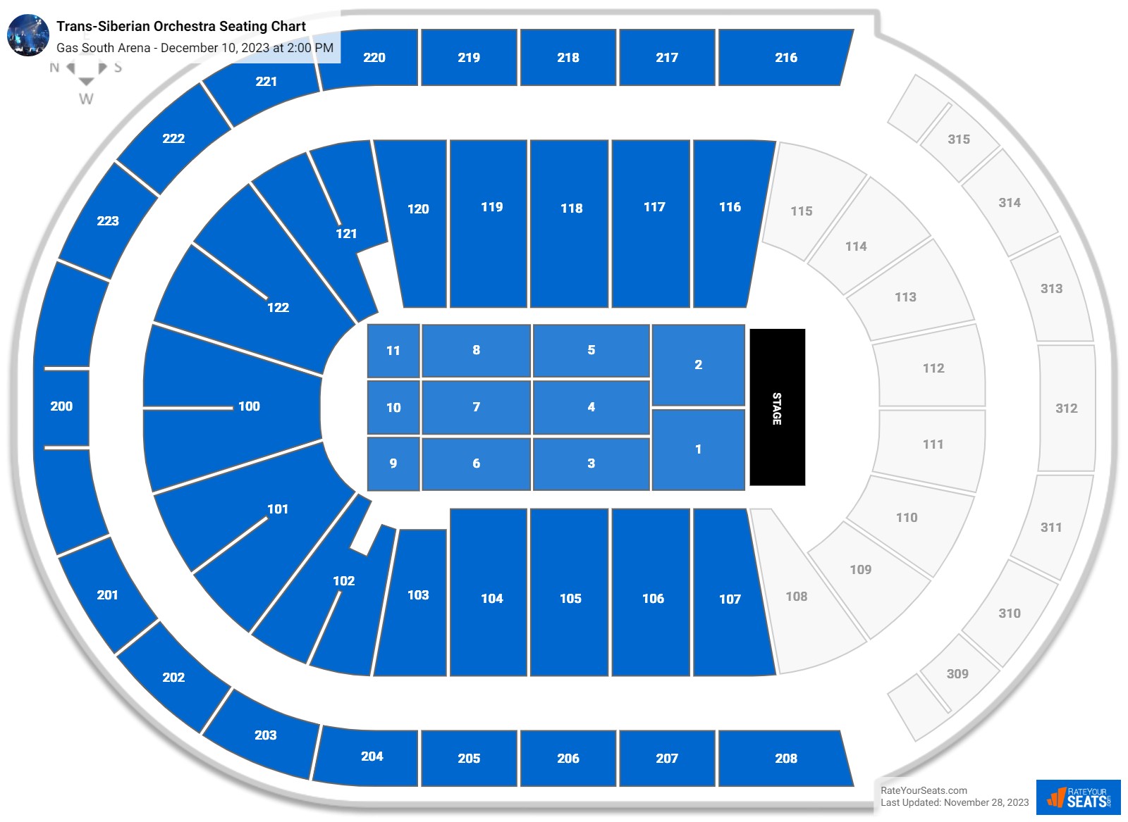 Trans-Siberian Orchestra seating chart Gas South Arena