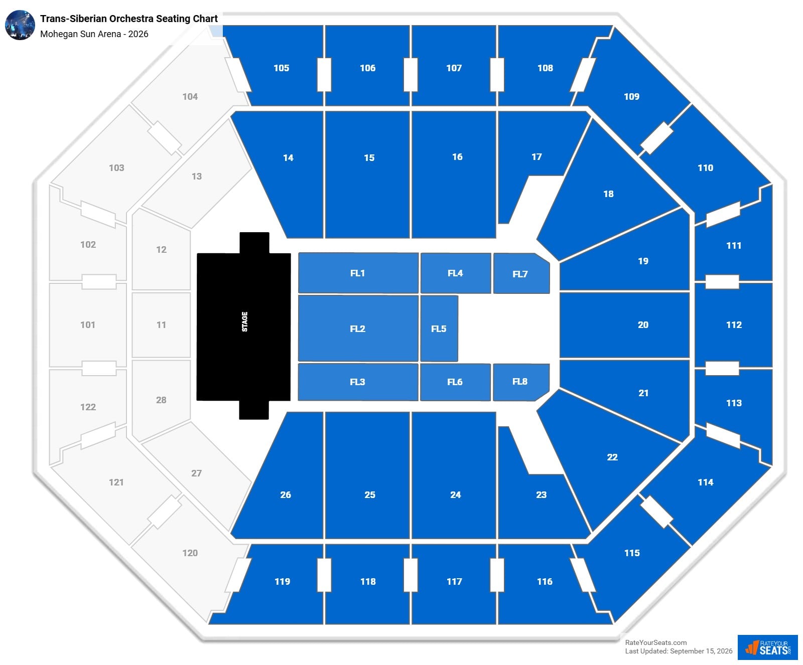 Trans-Siberian Orchestra Seating Chart at Mohegan Sun Arena