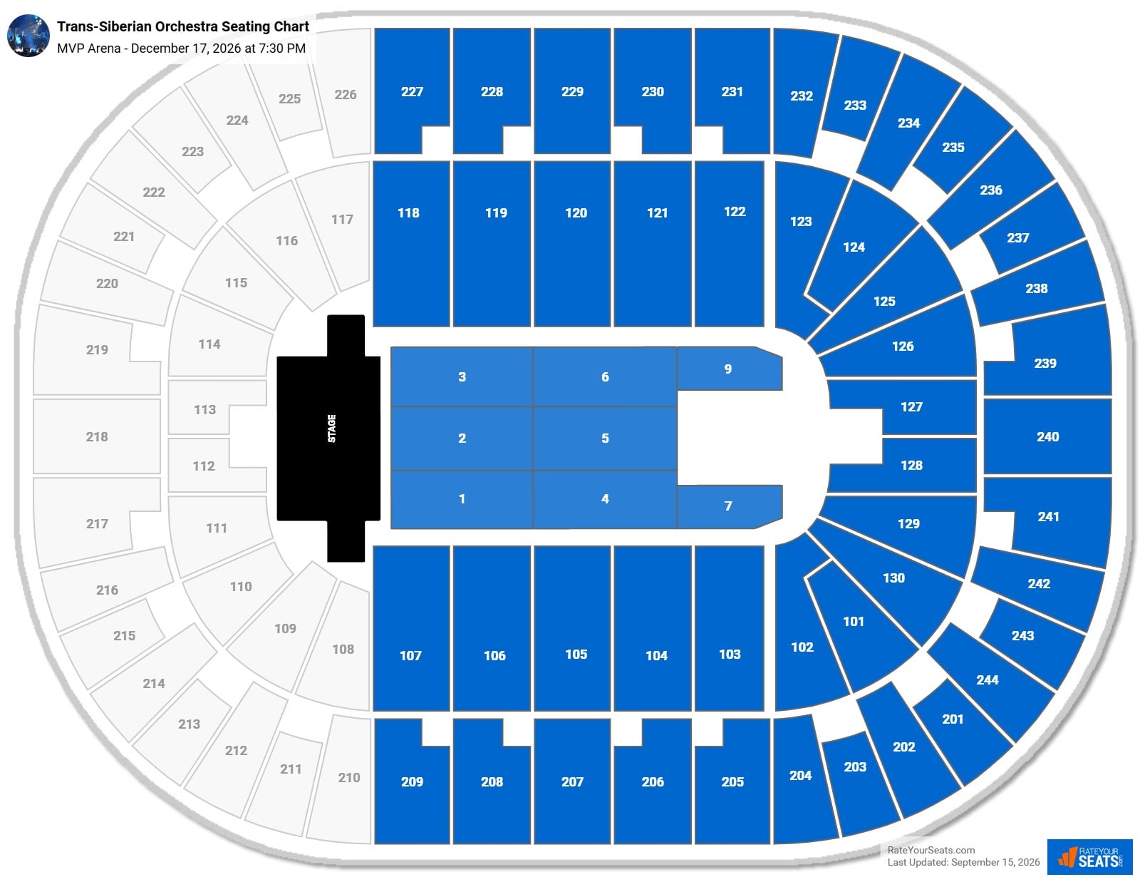 Trans-Siberian Orchestra Seating Chart at MVP Arena