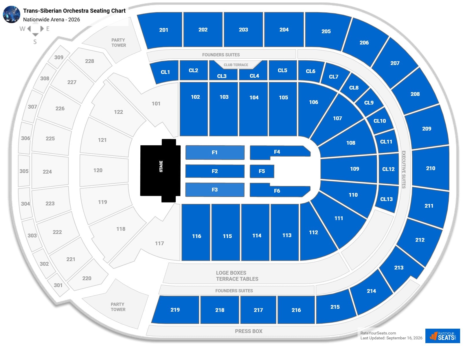 Trans-Siberian Orchestra Seating Chart at Nationwide Arena