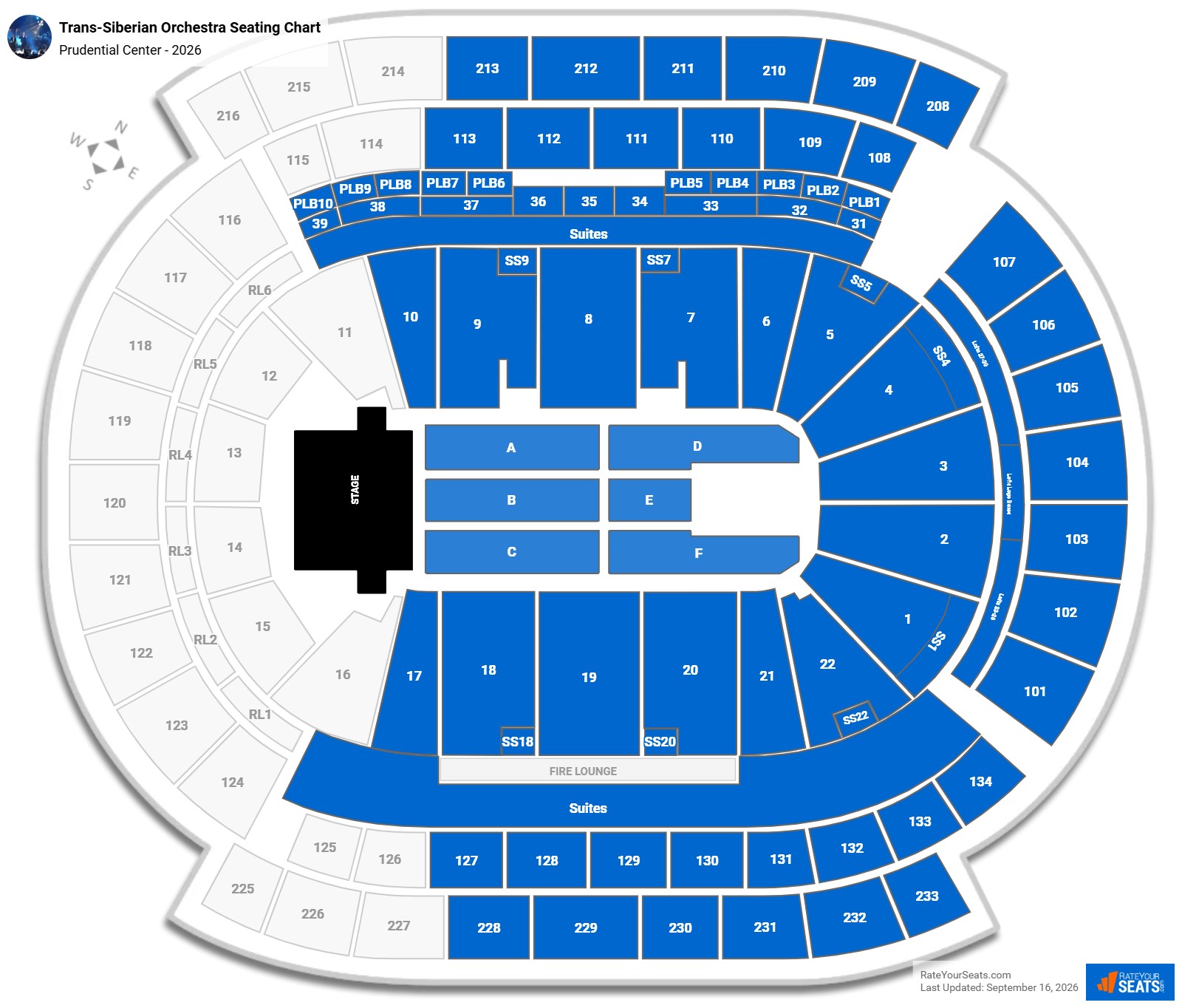 Trans-Siberian Orchestra Seating Chart at Prudential Center