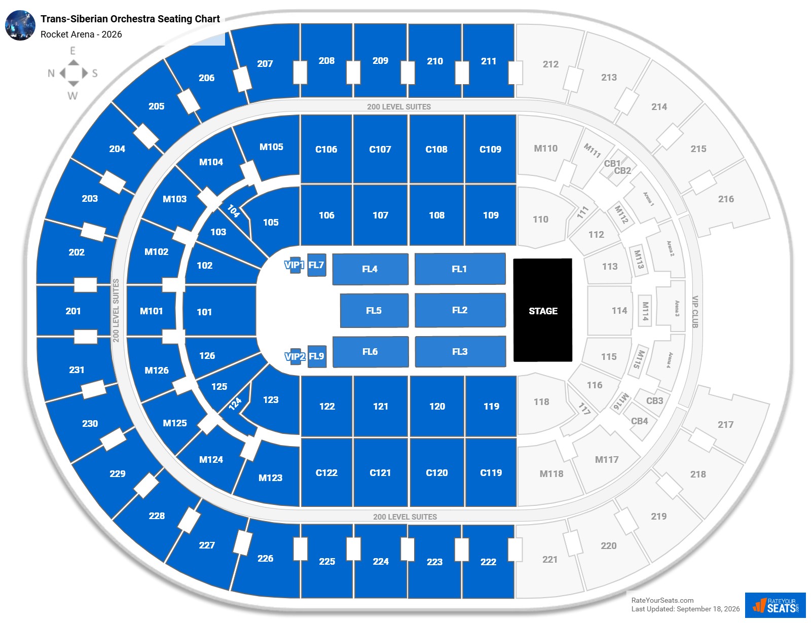 Trans-Siberian Orchestra Seating Chart at Rocket Arena