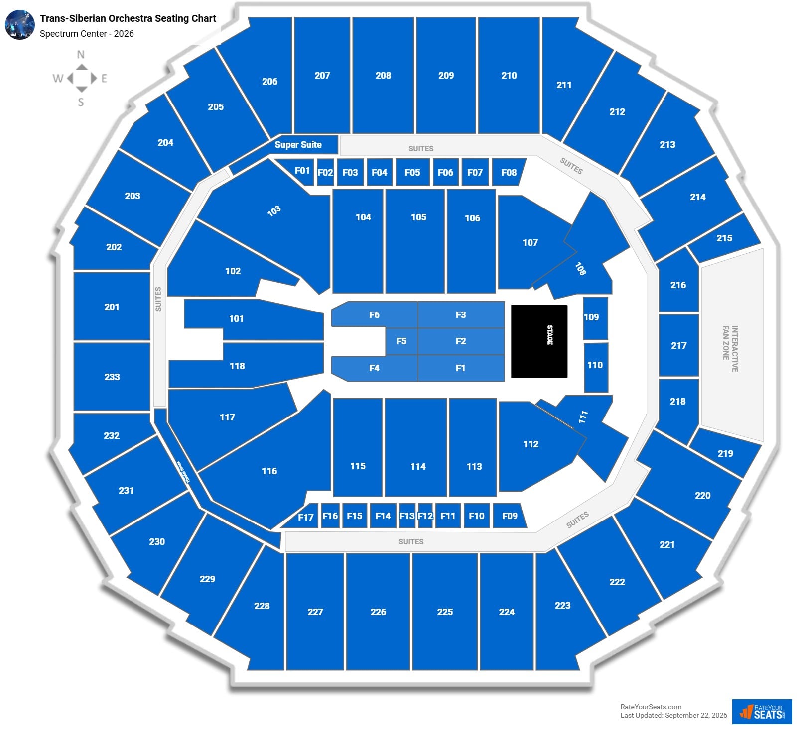 Trans-Siberian Orchestra Seating Chart at Spectrum Center