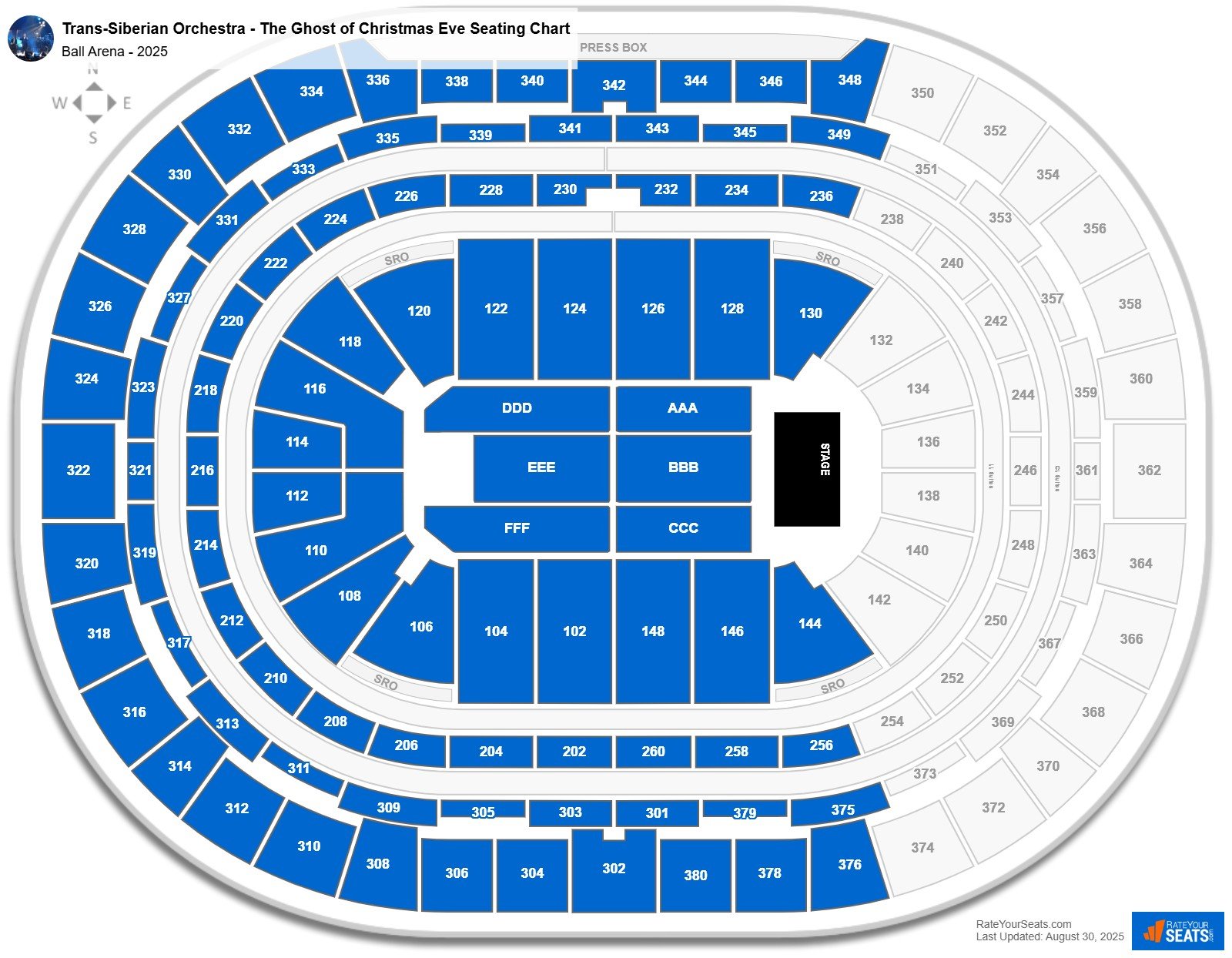Trans-Siberian Orchestra - The Ghost of Christmas Eve seating chart Ball Arena