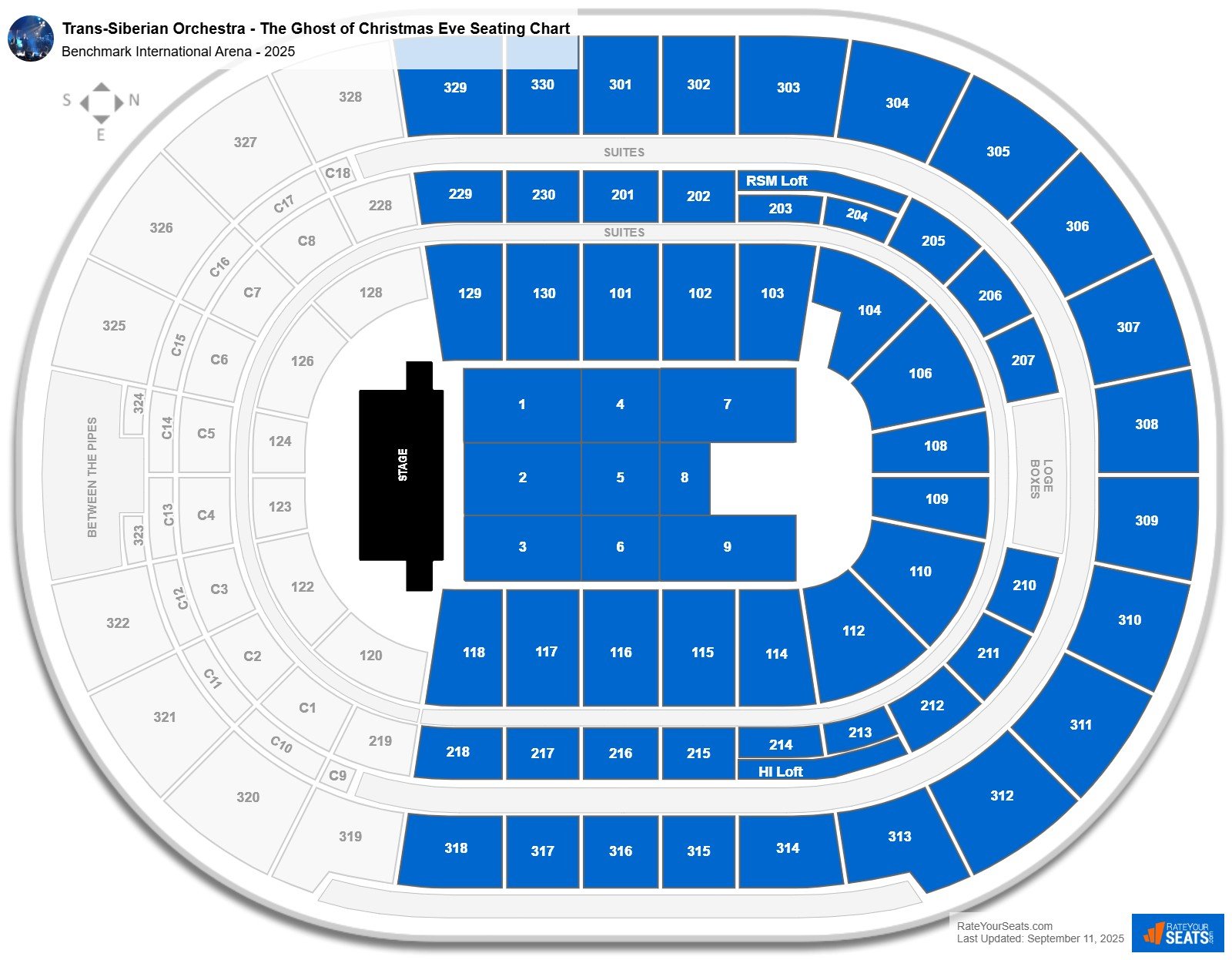 Trans-Siberian Orchestra - The Ghost of Christmas Eve seating chart Benchmark International Arena