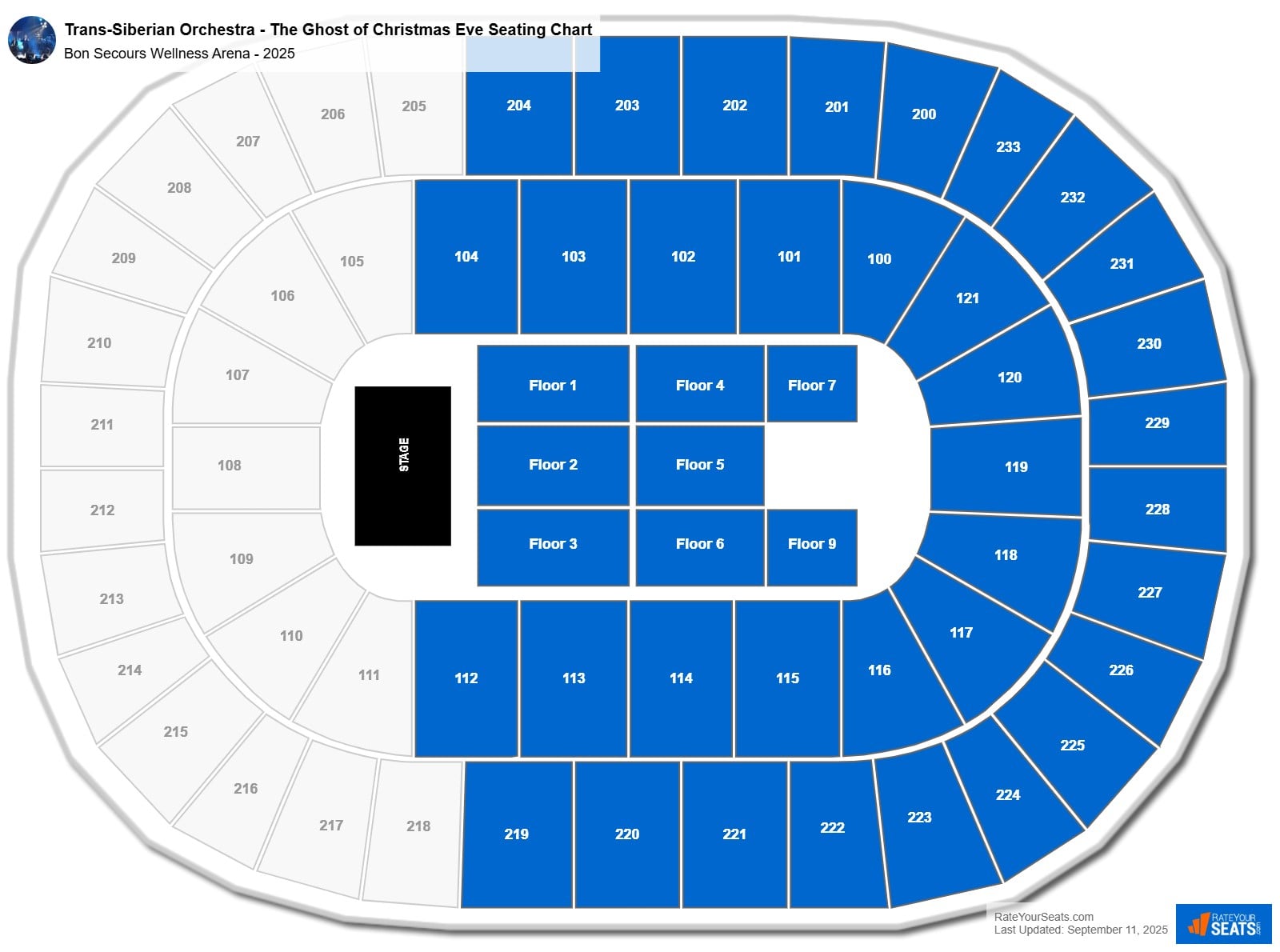 Trans-Siberian Orchestra - The Ghost of Christmas Eve seating chart Bon Secours Wellness Arena