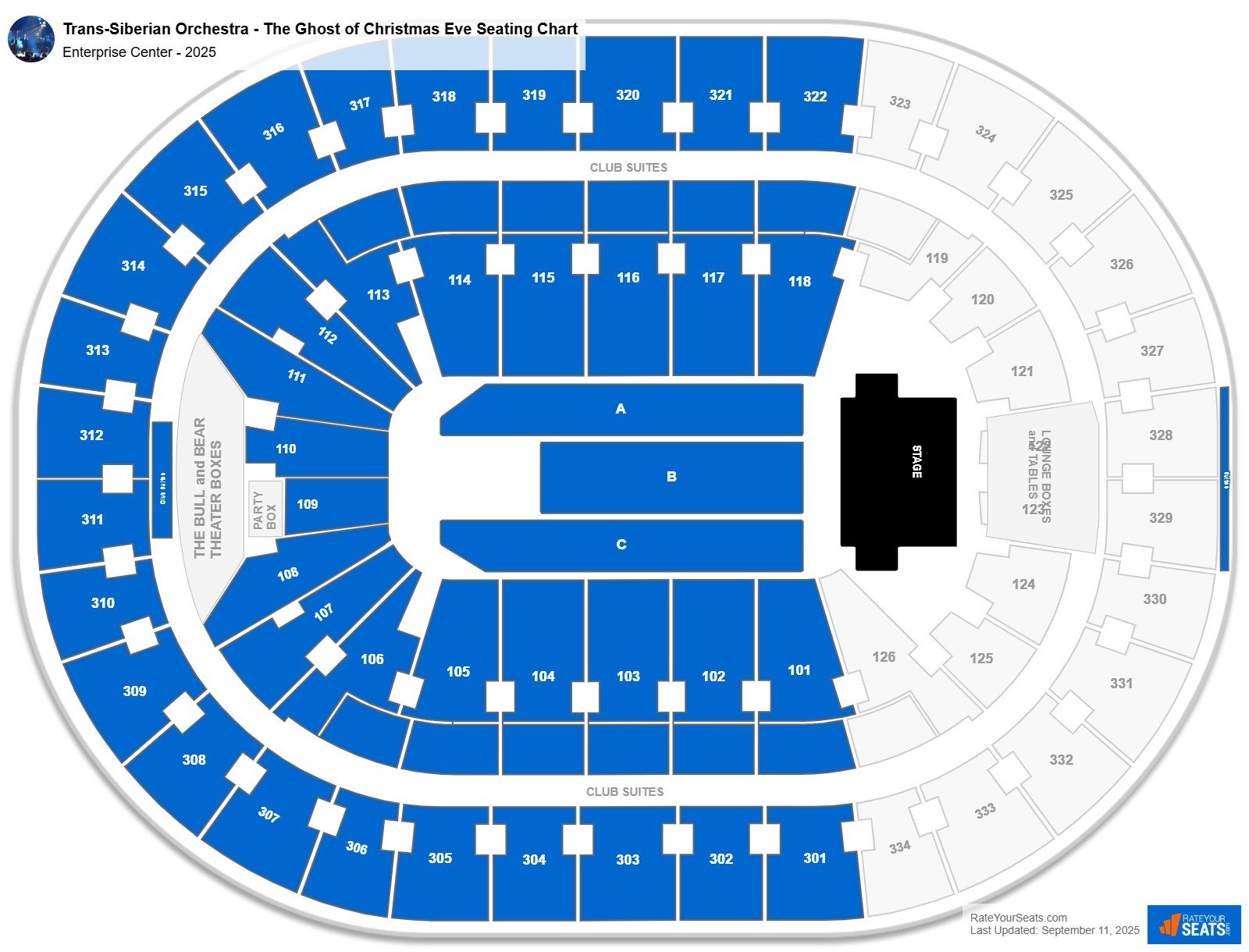 Trans-Siberian Orchestra - The Ghost of Christmas Eve seating chart Enterprise Center