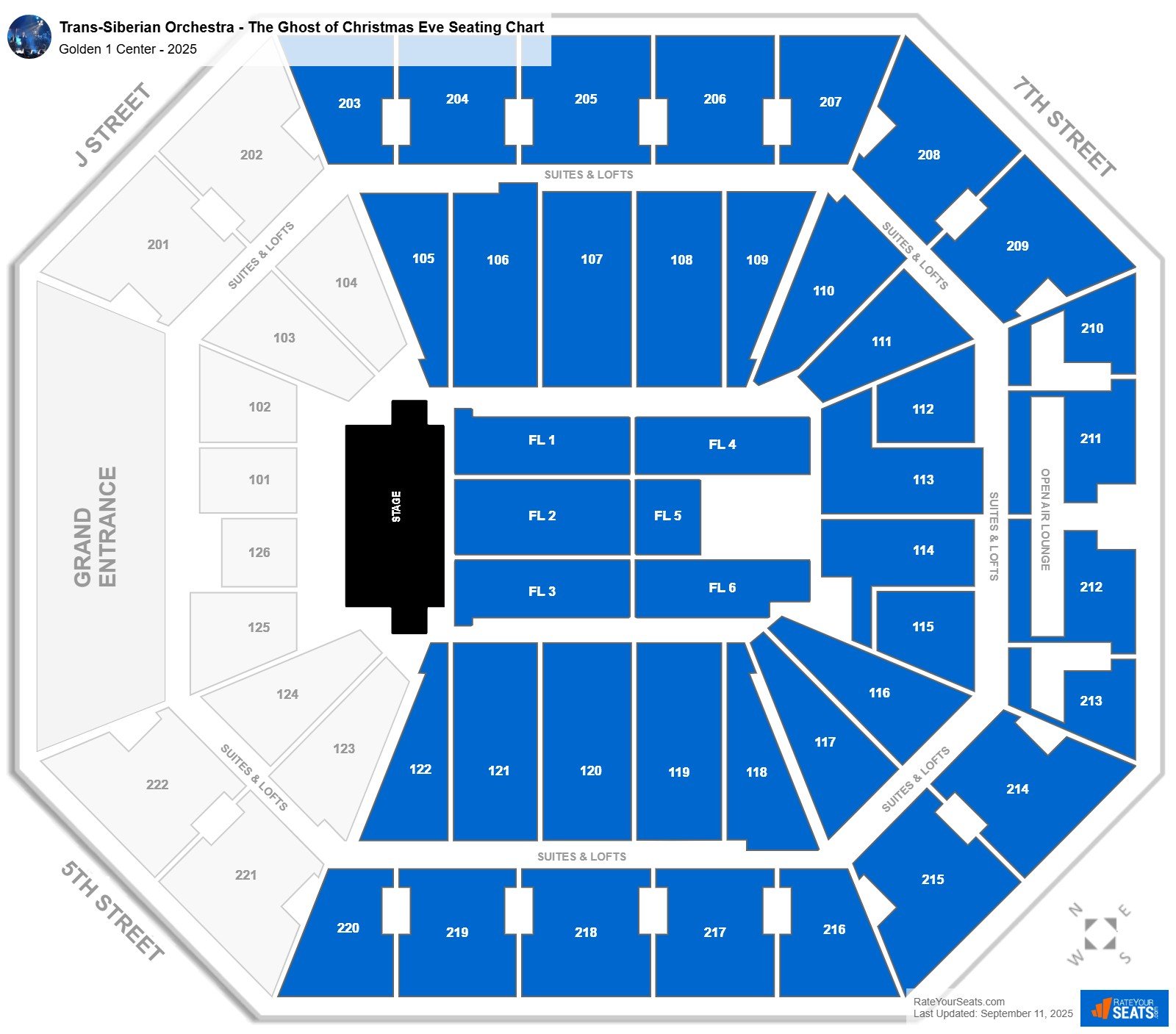 Trans-Siberian Orchestra - The Ghost of Christmas Eve seating chart Golden 1 Center
