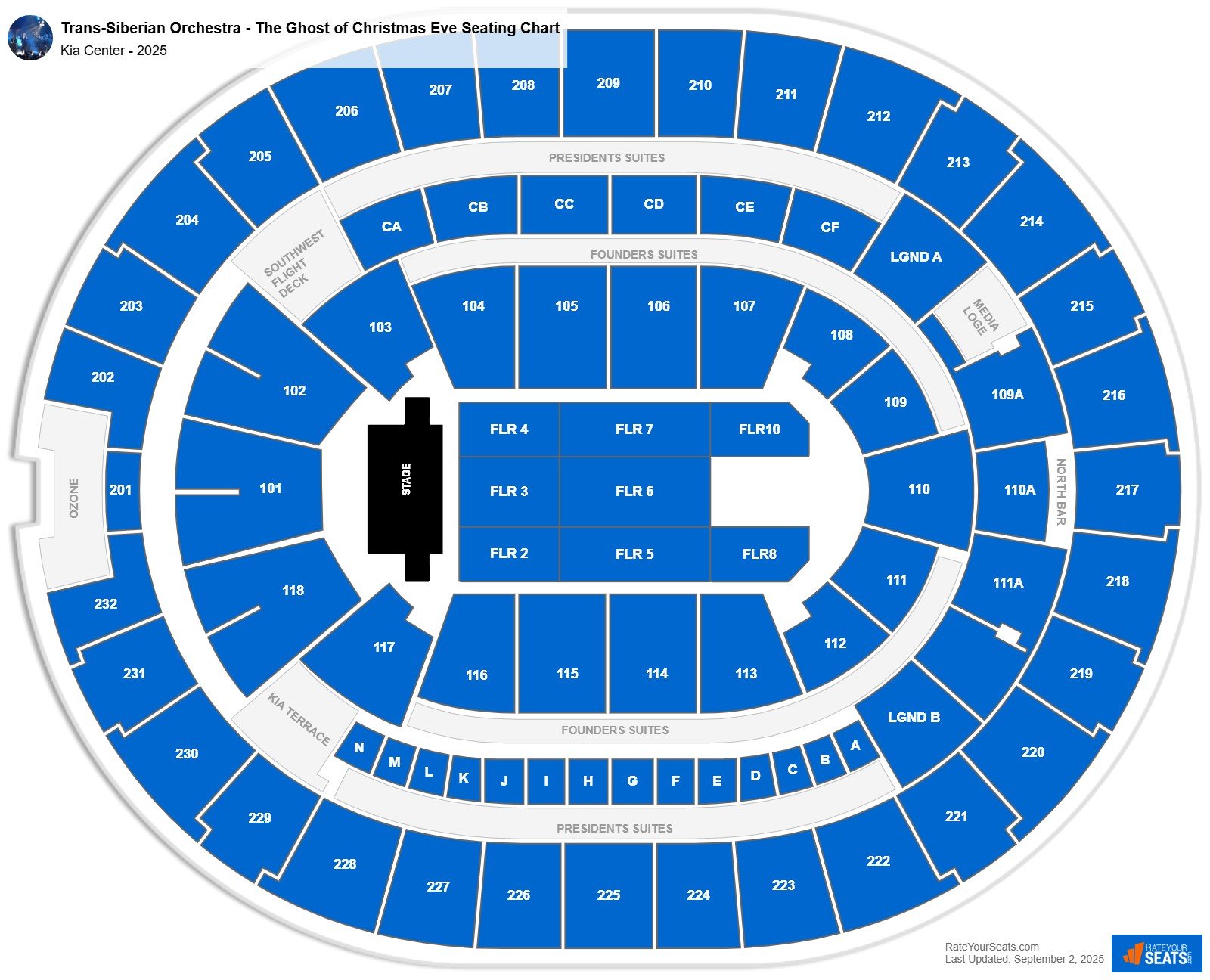 Trans-Siberian Orchestra - The Ghost of Christmas Eve seating chart Kia Center