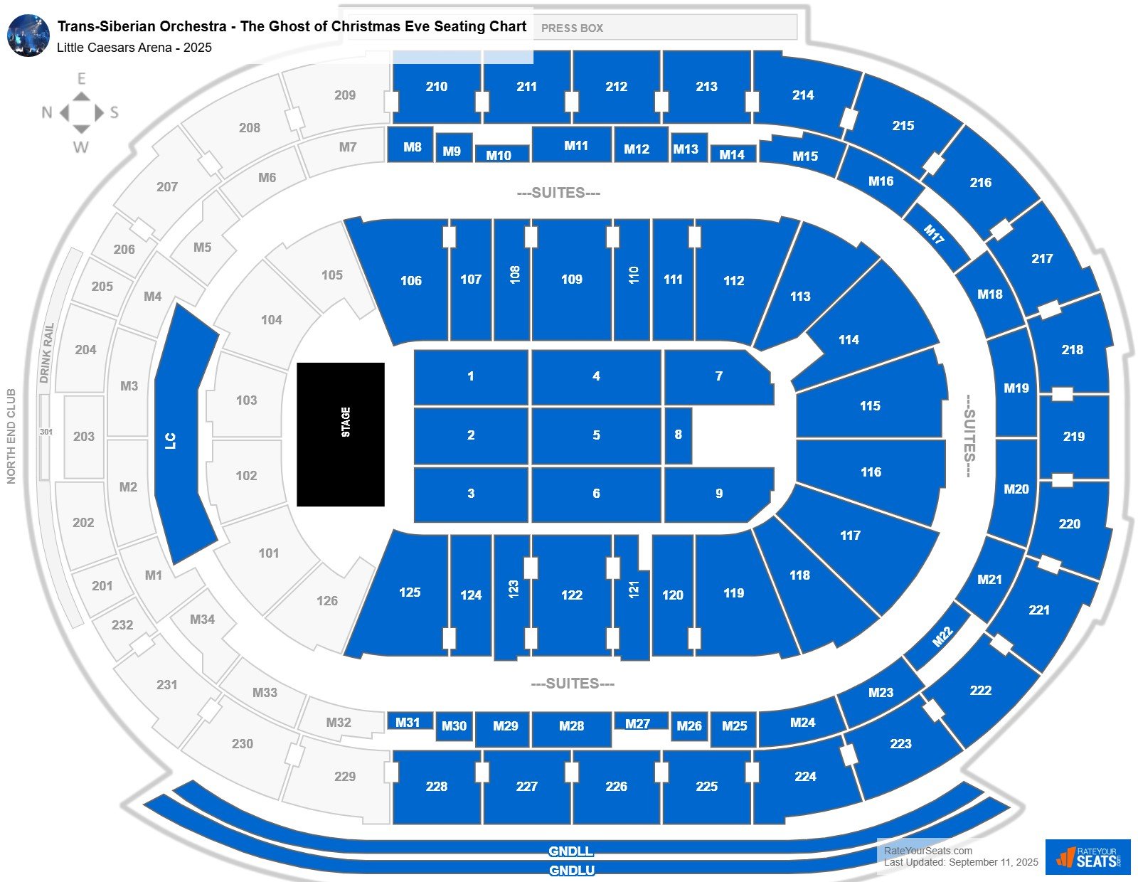 Trans-Siberian Orchestra - The Ghost of Christmas Eve seating chart Little Caesars Arena