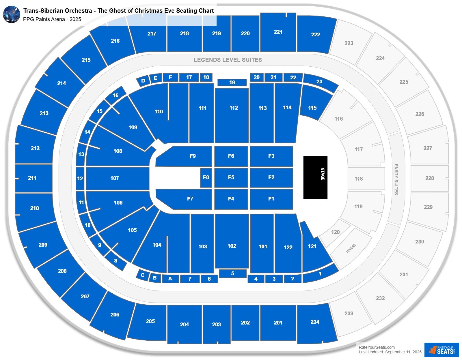 Trans-Siberian Orchestra - The Ghost of Christmas Eve seating chart PPG Paints Arena