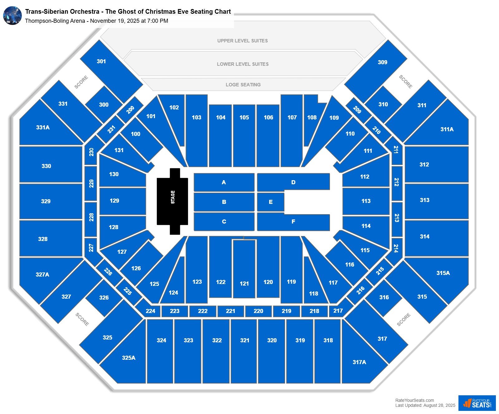 Trans-Siberian Orchestra - The Ghost of Christmas Eve seating chart Thompson-Boling Arena
