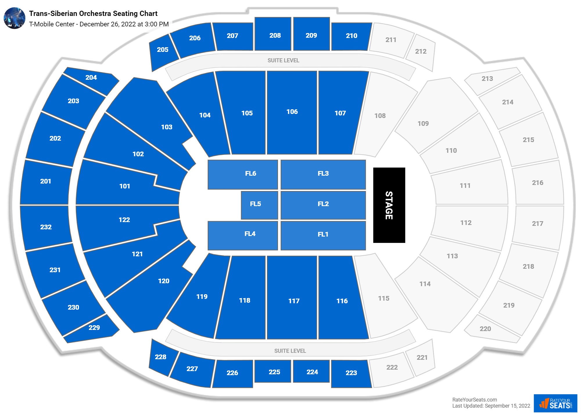 Trans-Siberian Orchestra seating chart T-Mobile Center