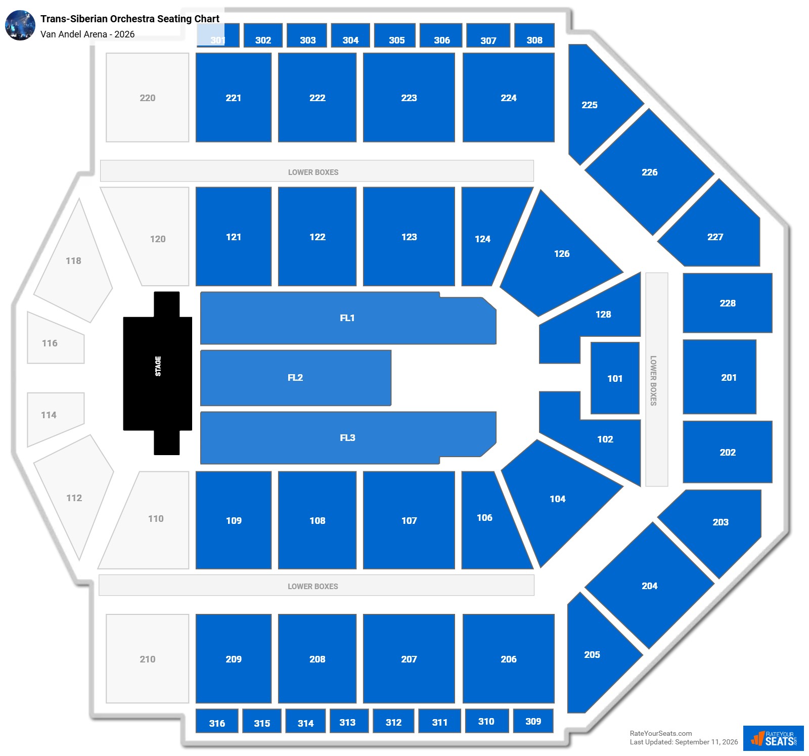 Trans-Siberian Orchestra Seating Chart at Van Andel Arena