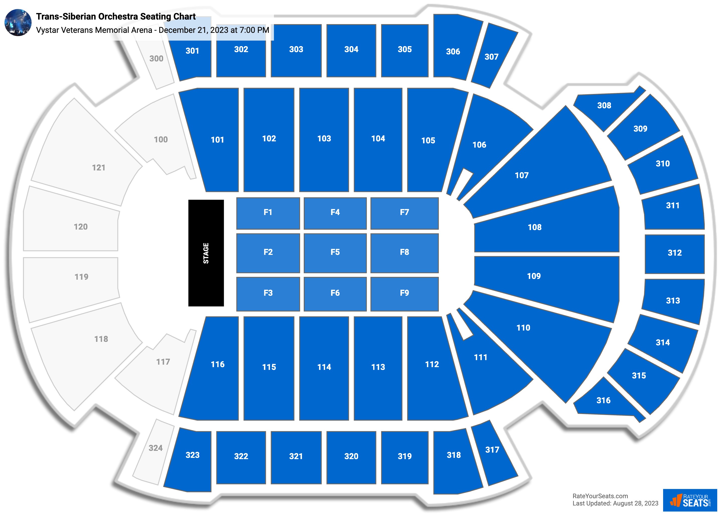 Trans-Siberian Orchestra seating chart Vystar Veterans Memorial Arena