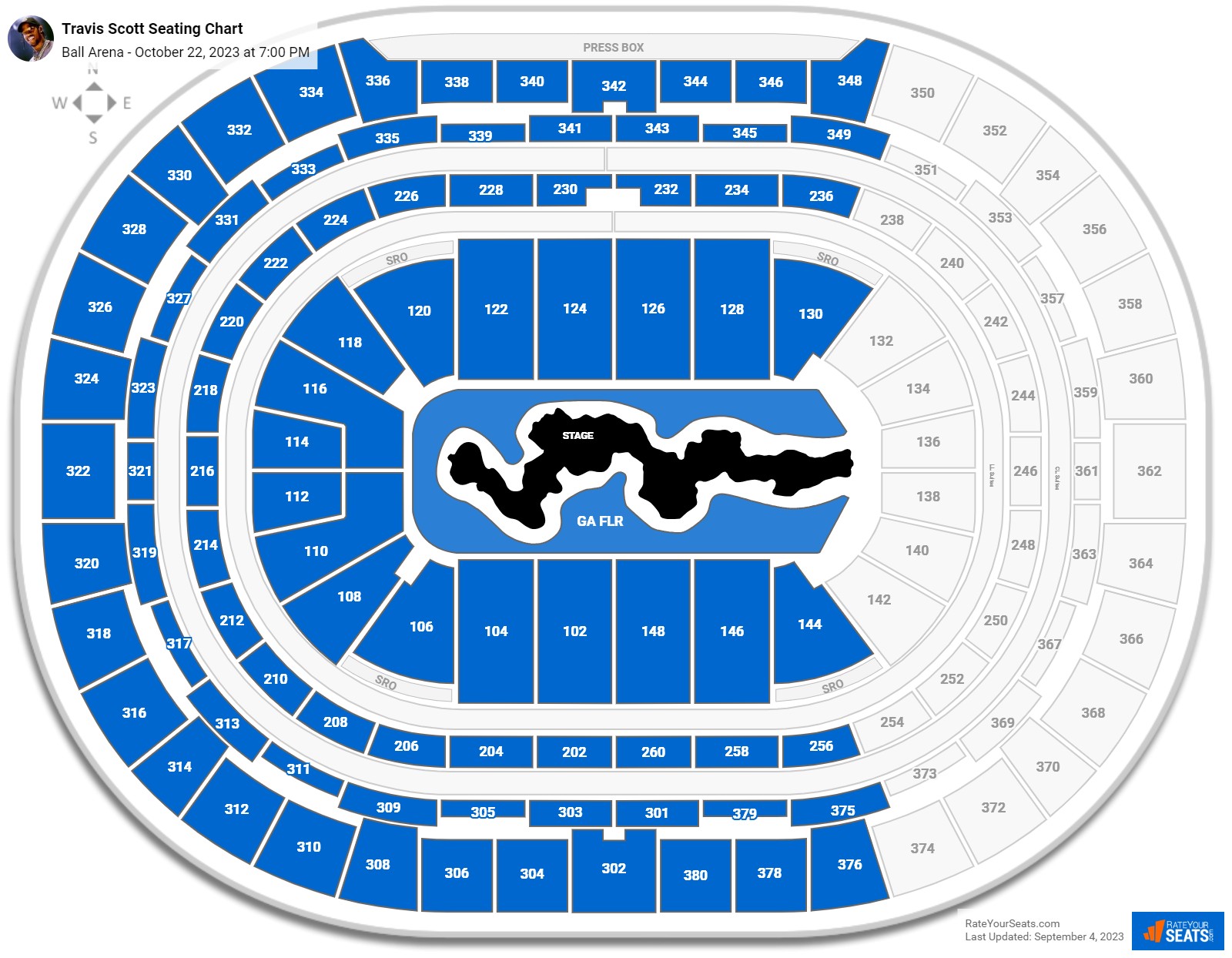 Travis Scott seating chart Ball Arena