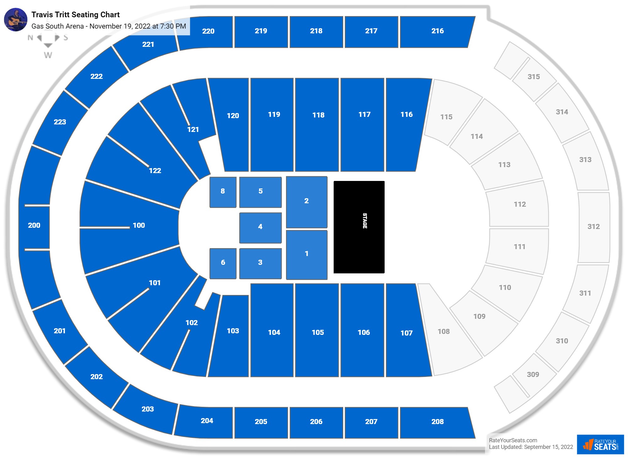 Travis Tritt seating chart Gas South Arena