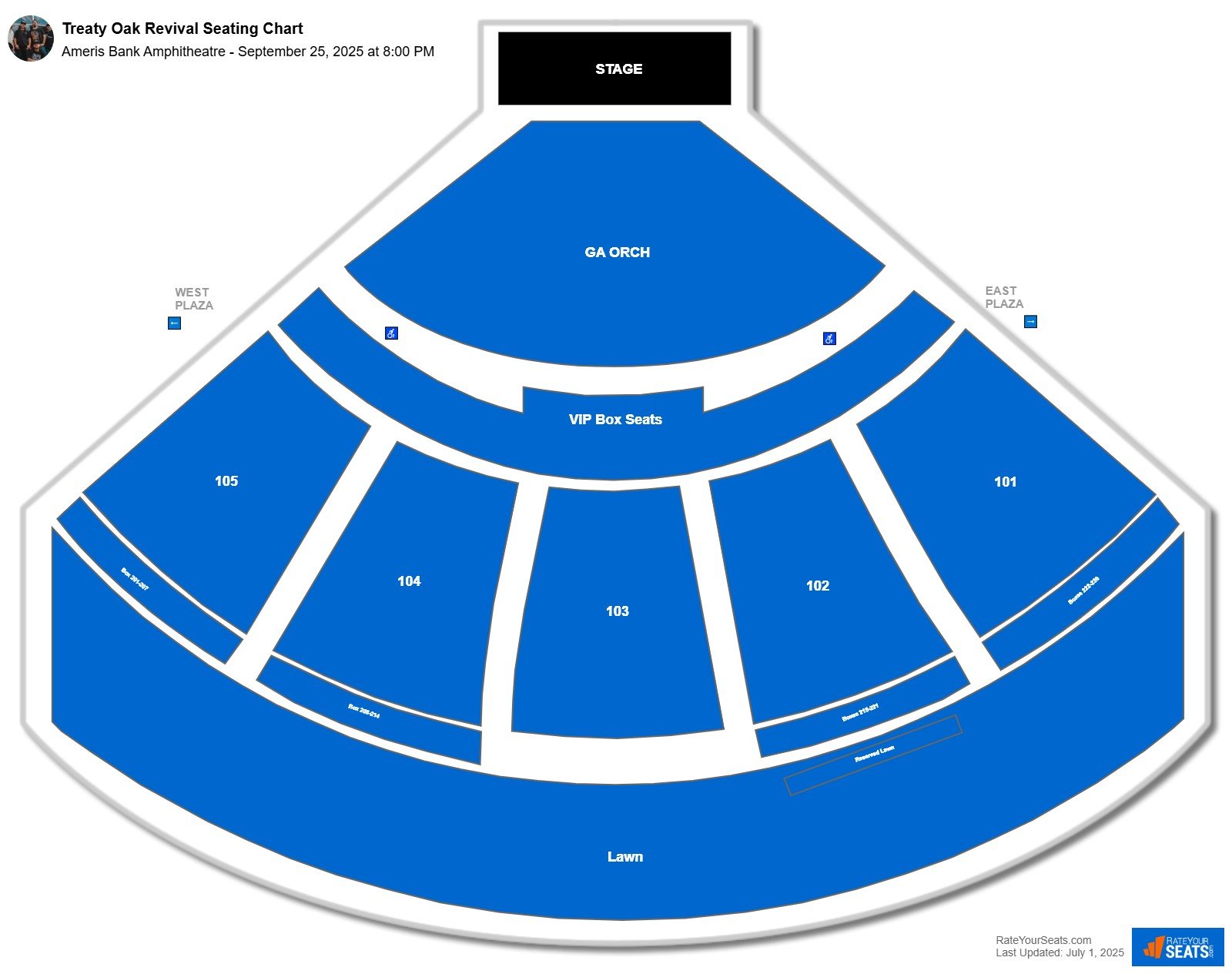 Treaty Oak Revival seating chart Ameris Bank Amphitheatre