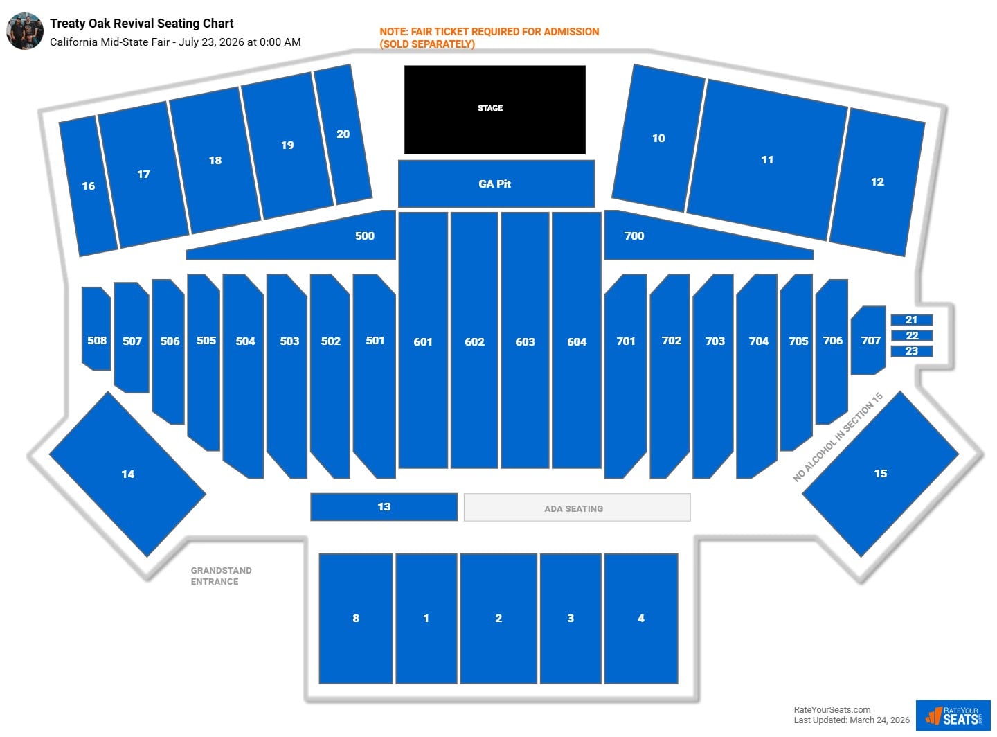 Treaty Oak Revival seating chart California Mid-State Fair