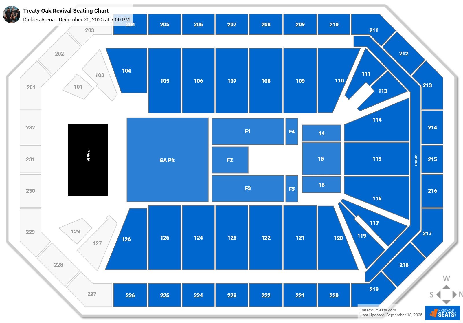 Treaty Oak Revival seating chart Dickies Arena