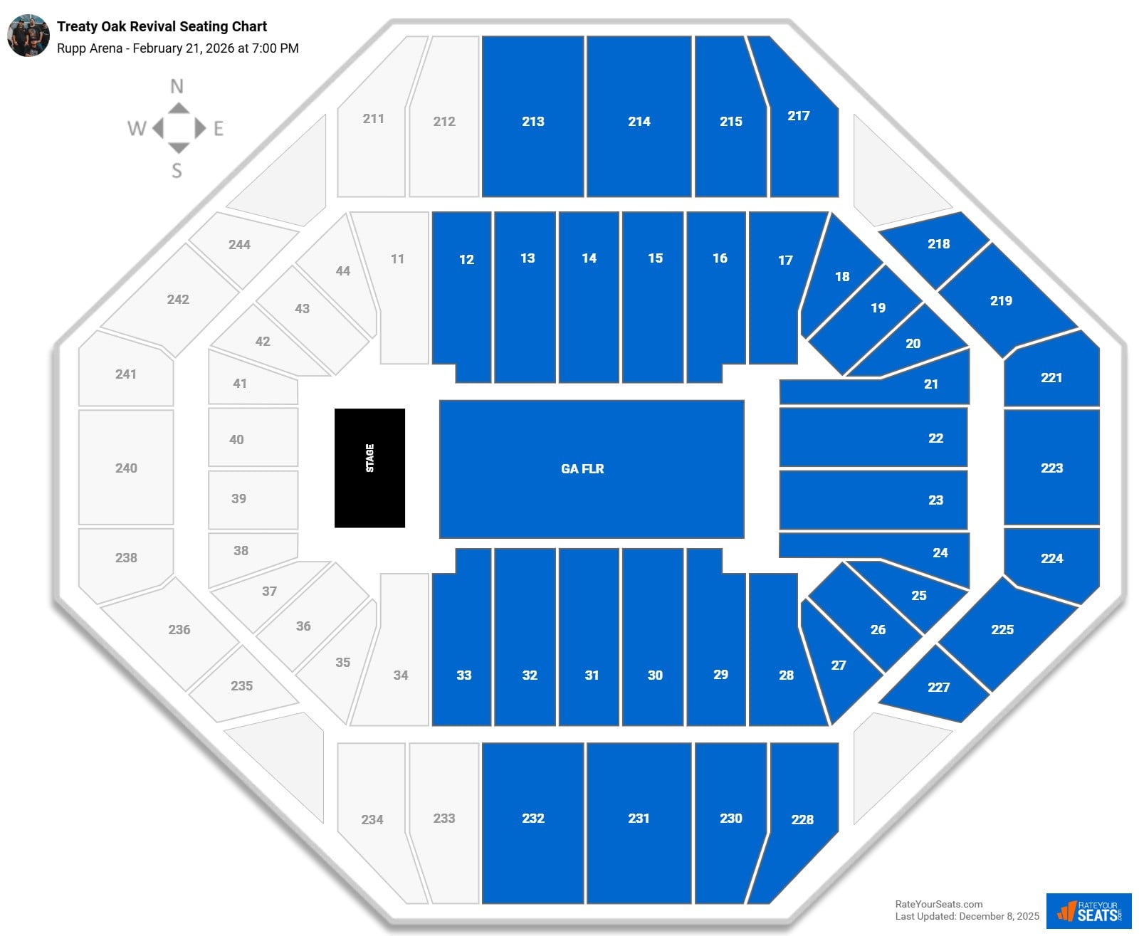 Treaty Oak Revival seating chart Rupp Arena