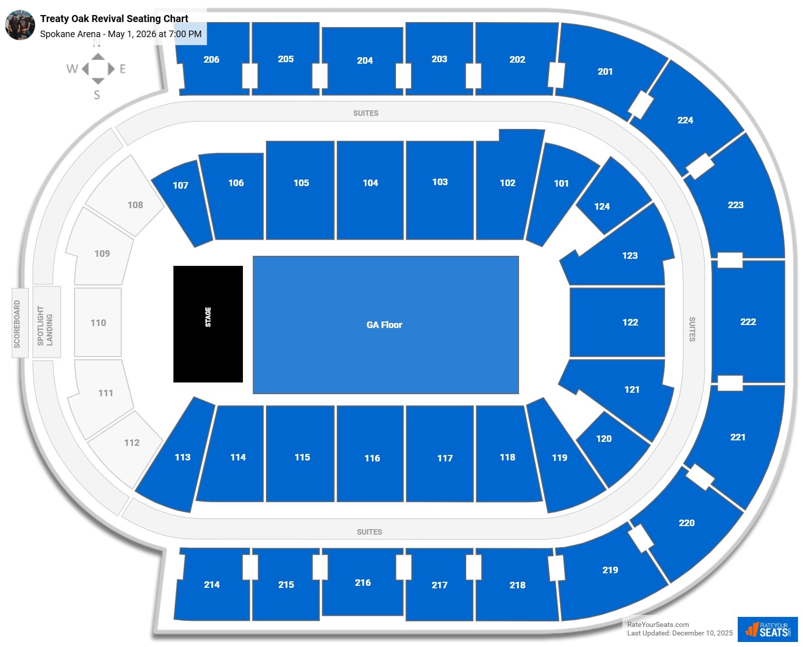 Treaty Oak Revival seating chart Spokane Arena