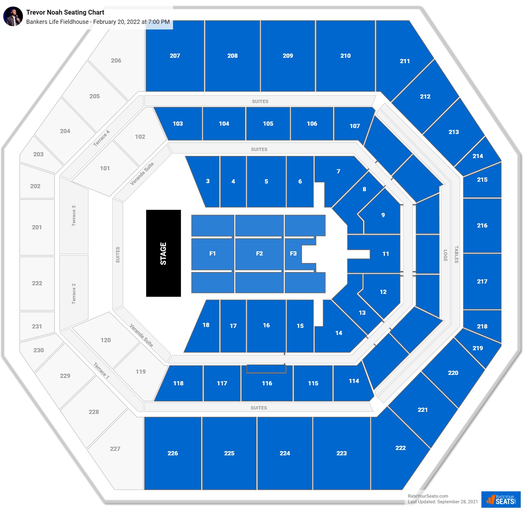 Trevor Noah seating chart Gainbridge Fieldhouse