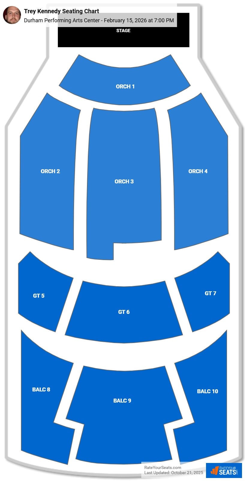 Trey Kennedy seating chart Durham Performing Arts Center