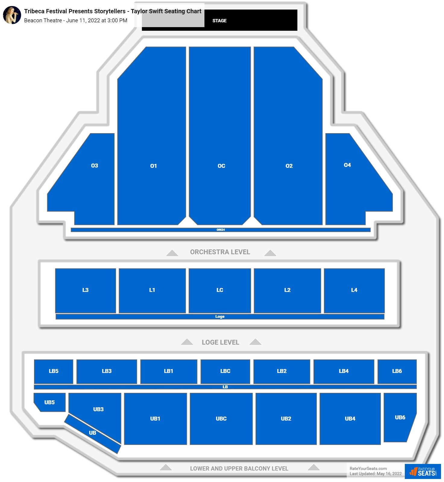 Tribeca Festival Presents Storytellers - Taylor Swift seating chart Beacon Theatre