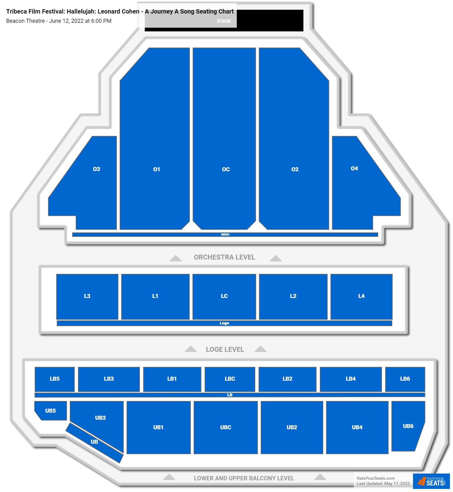 Tribeca Film Festival: Hallelujah: Leonard Cohen - A Journey A Song seating chart Beacon Theatre