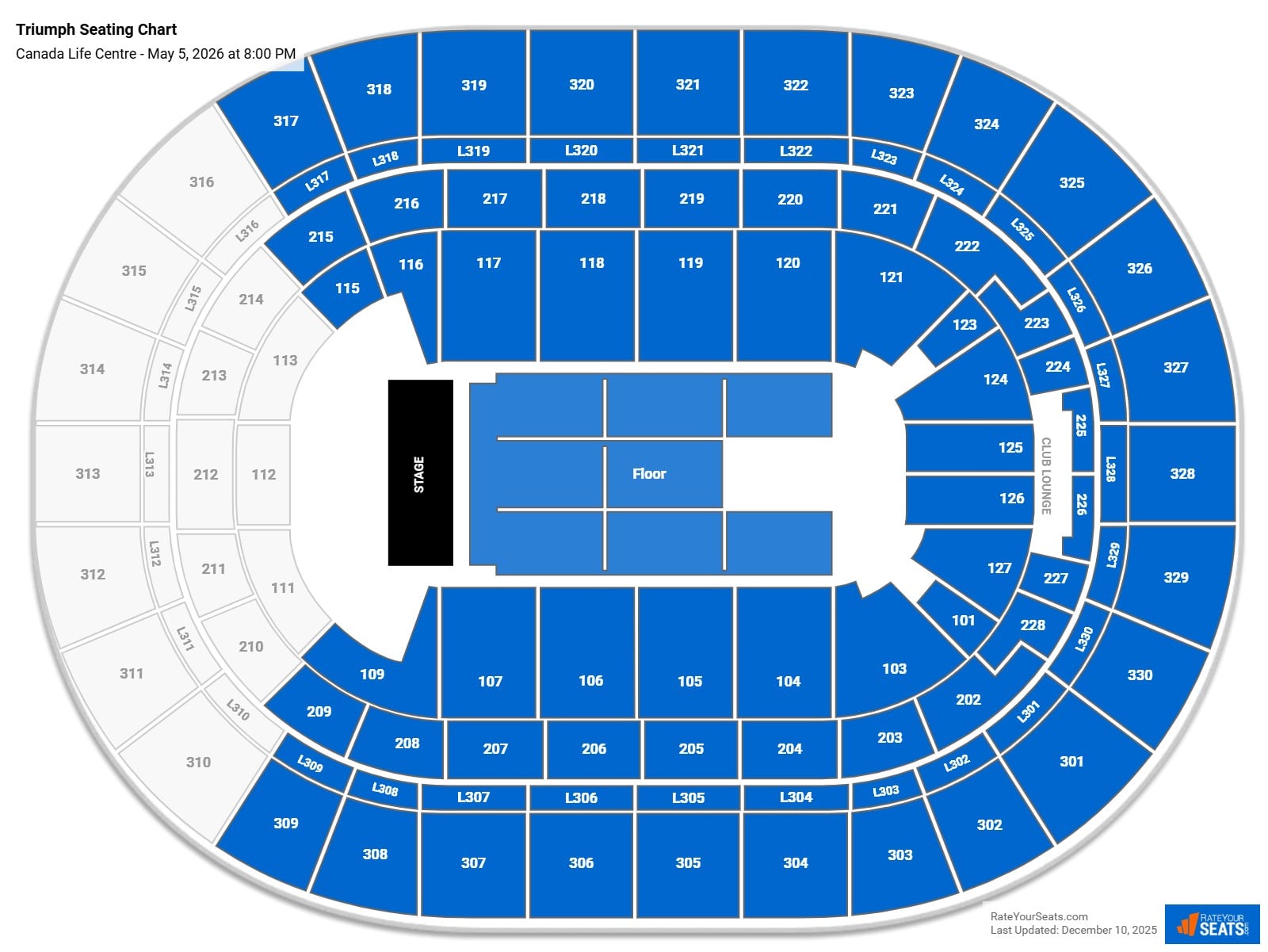 Triumph seating chart Canada Life Centre