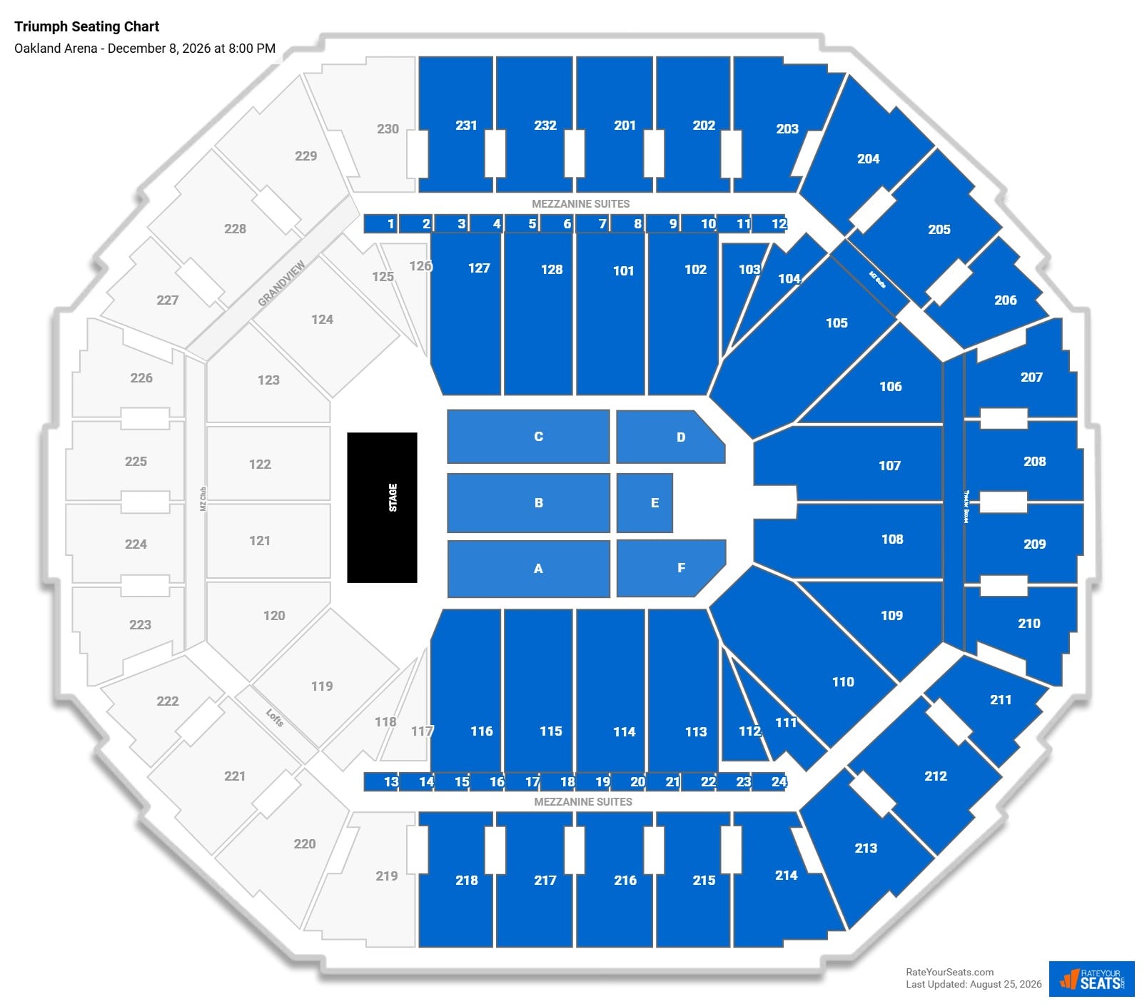 Triumph Seating Chart at Oakland Arena