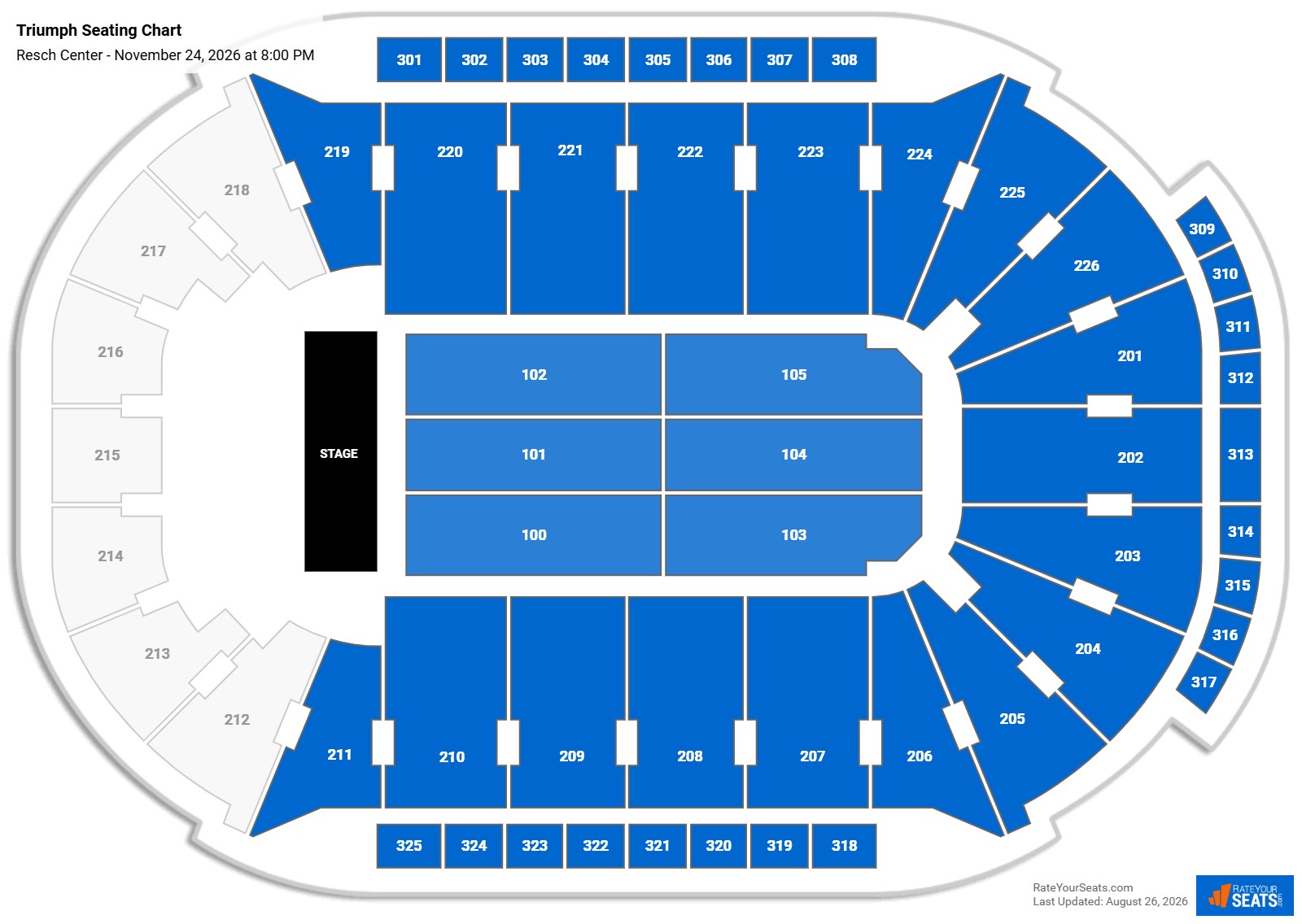 Triumph Seating Chart at Resch Center