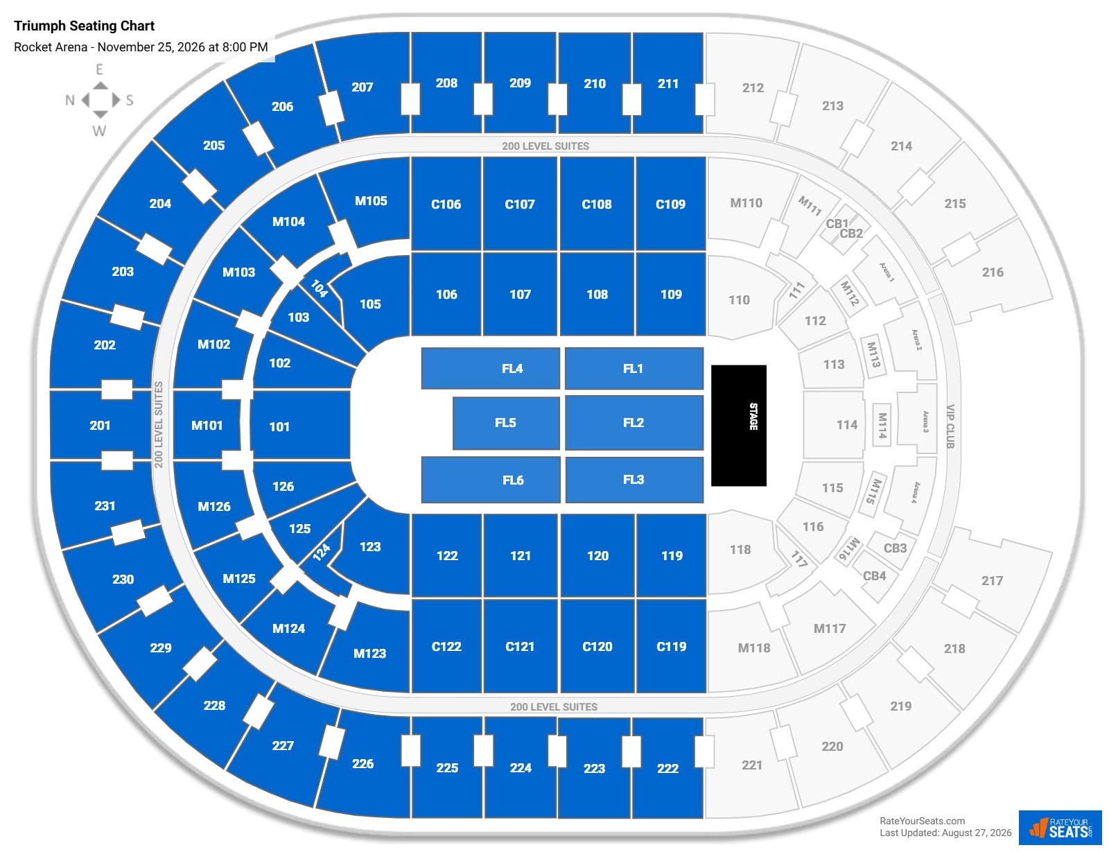 Triumph Seating Chart at Rocket Arena