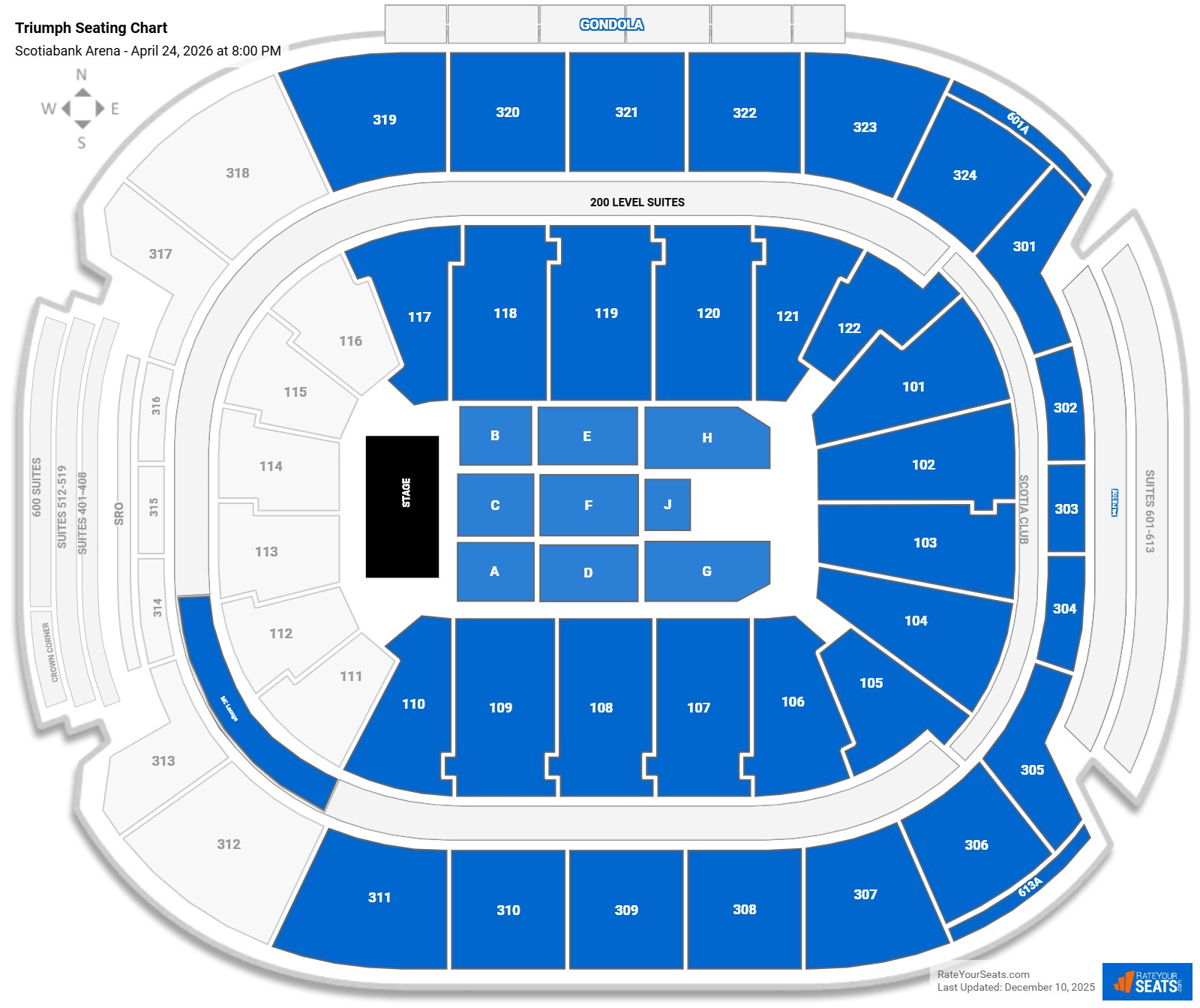 Triumph seating chart Scotiabank Arena