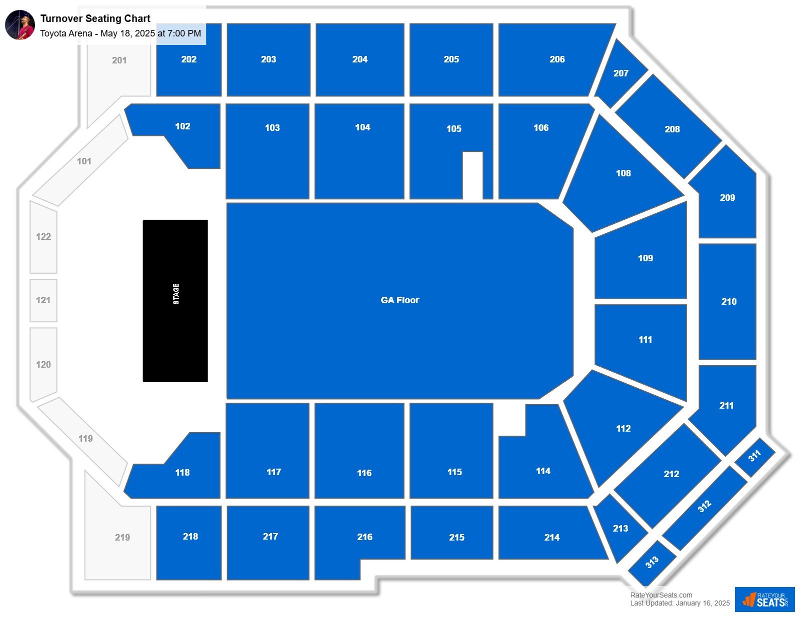 Turnover seating chart Toyota Arena