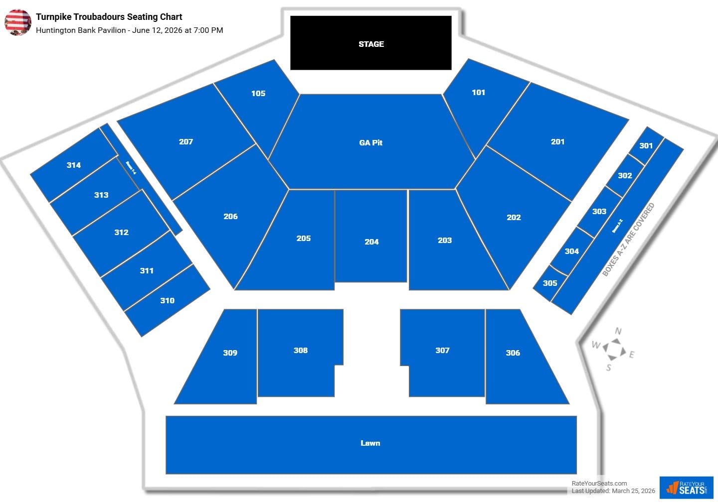 Turnpike Troubadours seating chart Huntington Bank Pavilion (at Northerly Island)