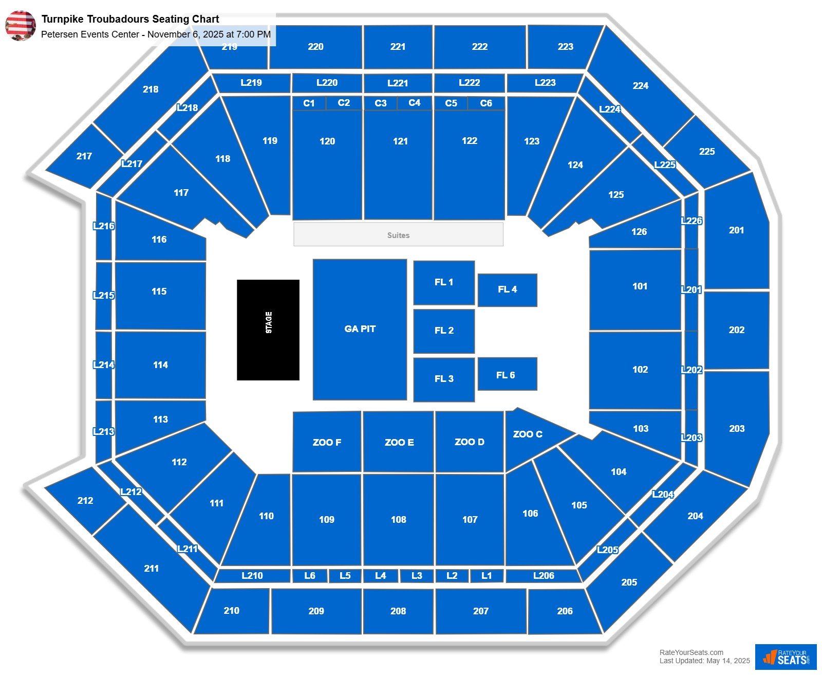 Turnpike Troubadours seating chart Petersen Events Center
