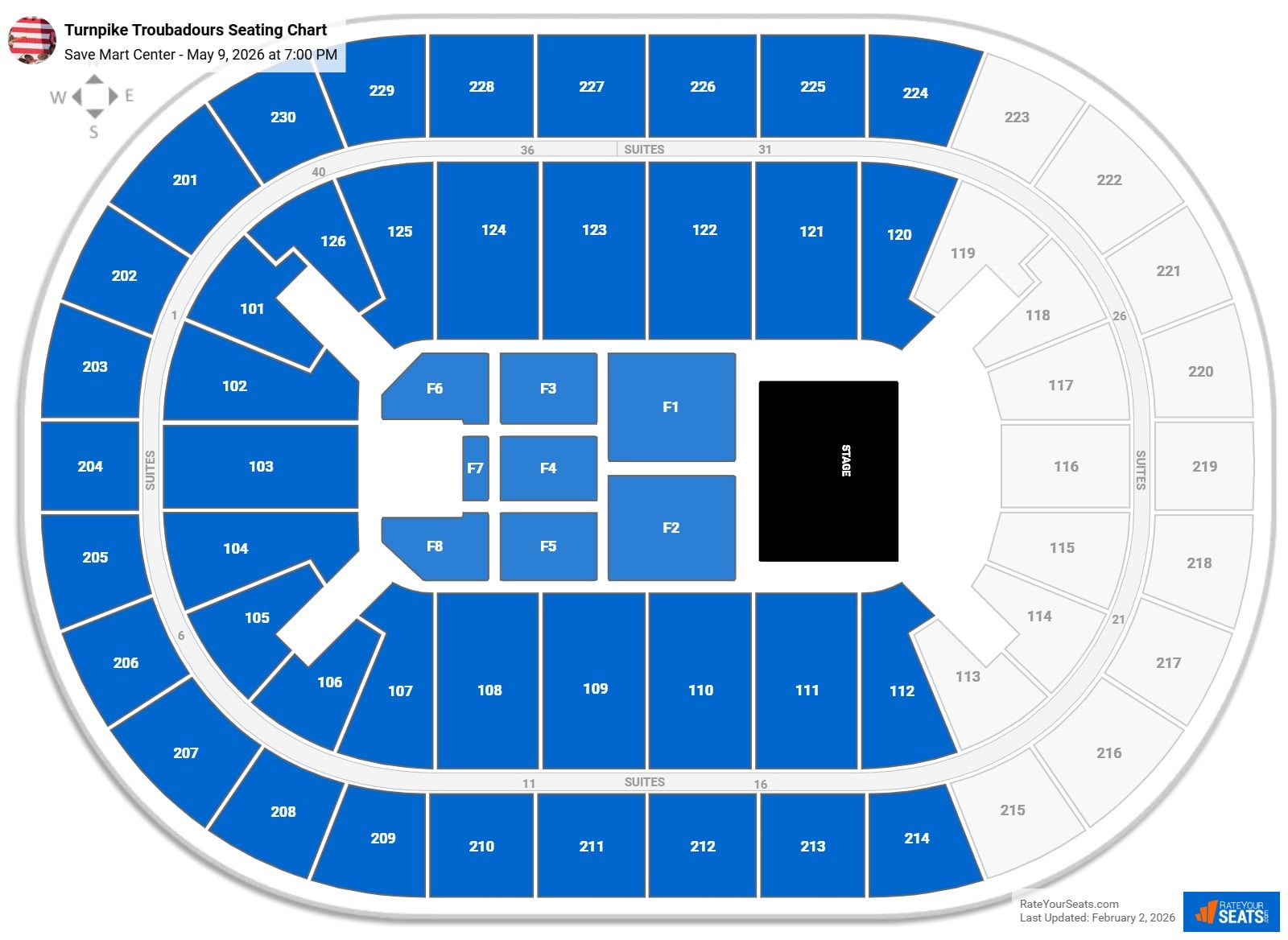 Turnpike Troubadours seating chart Save Mart Center