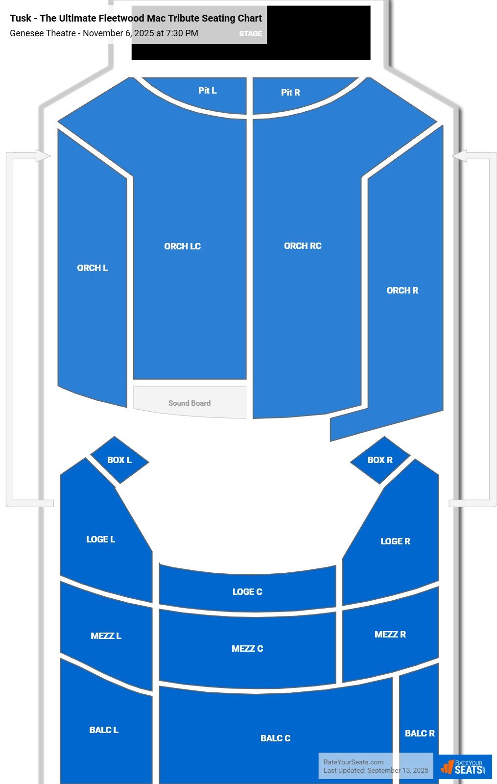 Tusk - The Ultimate Fleetwood Mac Tribute seating chart Genesee Theatre