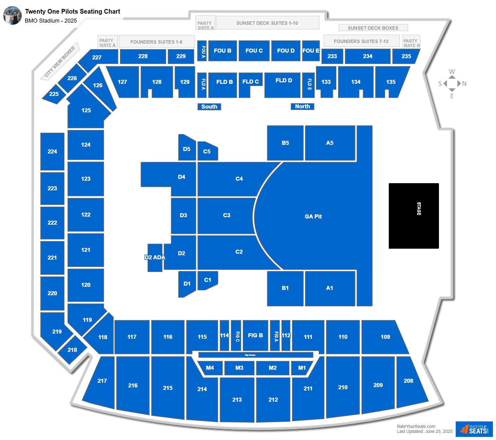 Twenty One Pilots seating chart BMO Stadium