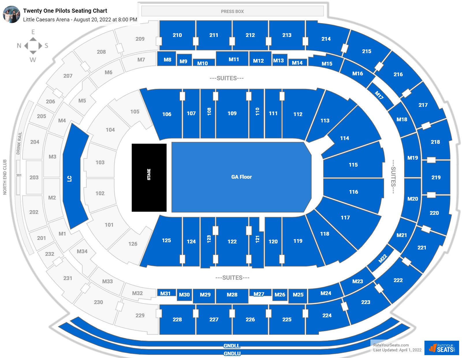 Twenty One Pilots seating chart Little Caesars Arena