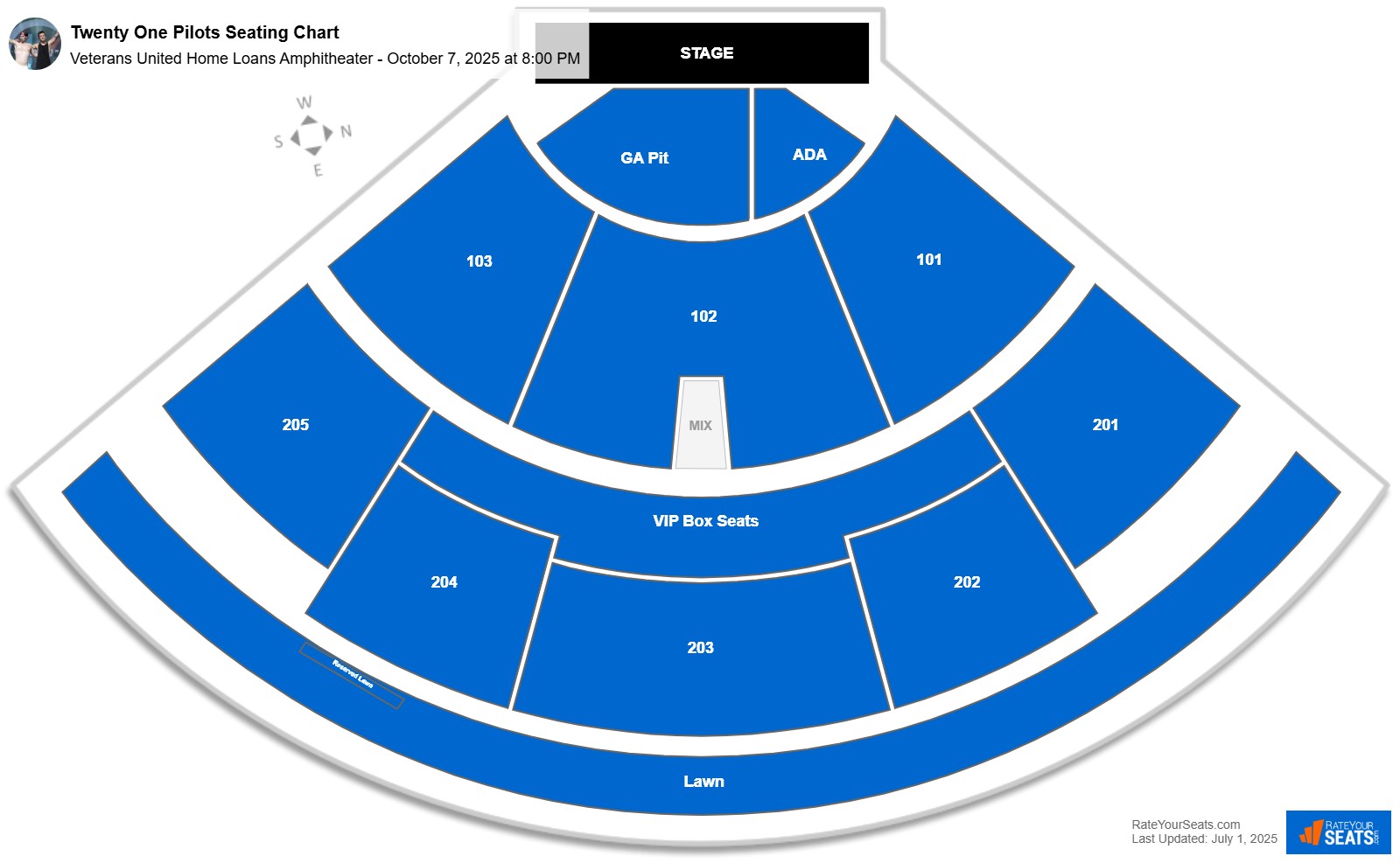 Twenty One Pilots seating chart Veterans United Home Loans Amphitheater