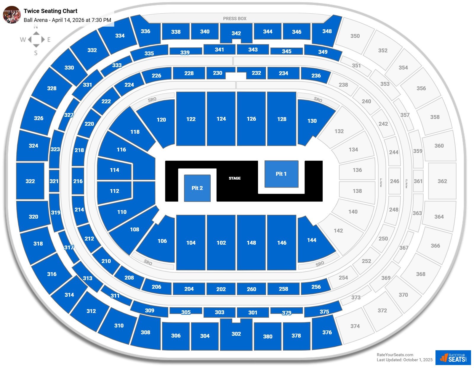 Twice seating chart Ball Arena