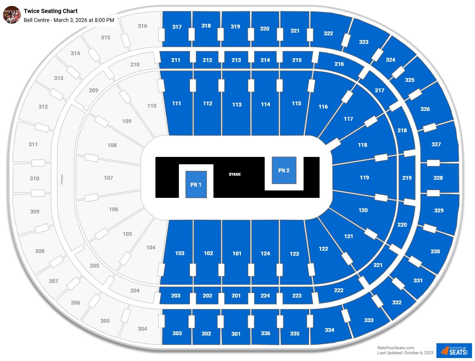 Twice seating chart Bell Centre