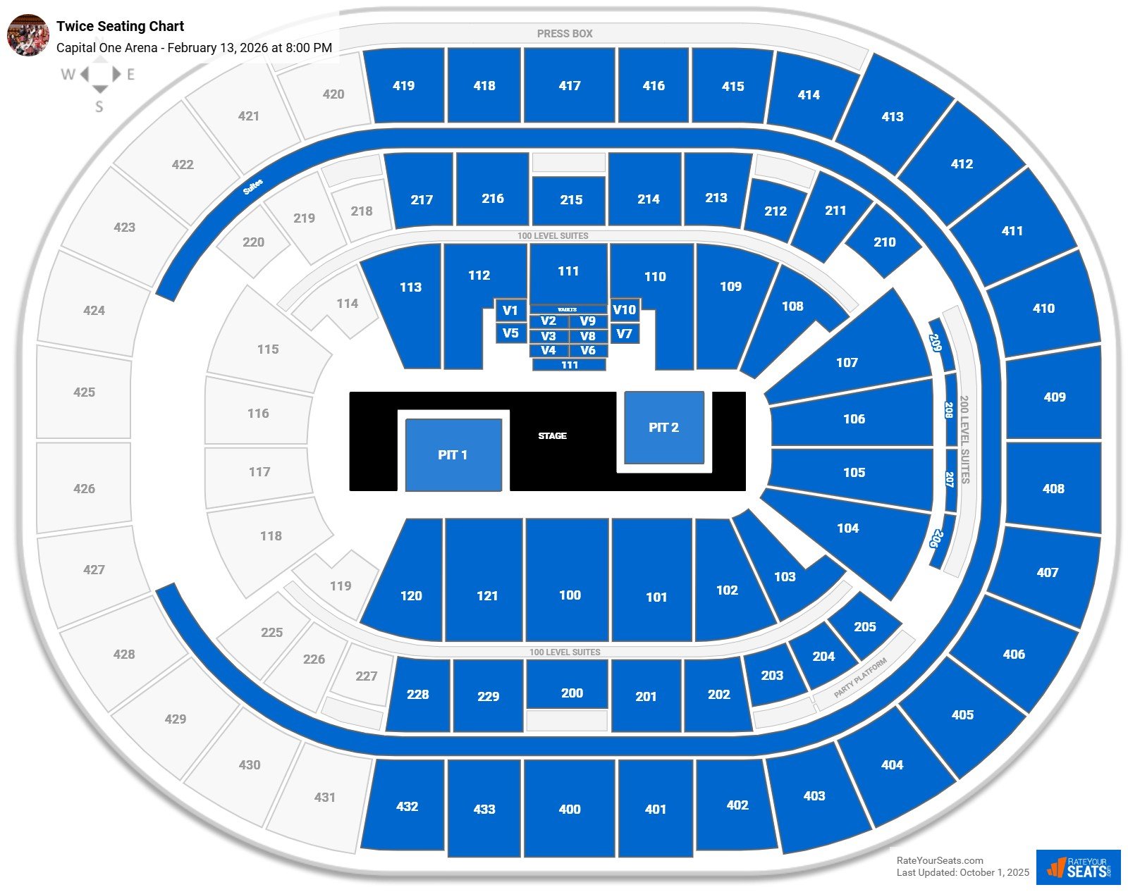 Twice seating chart Capital One Arena