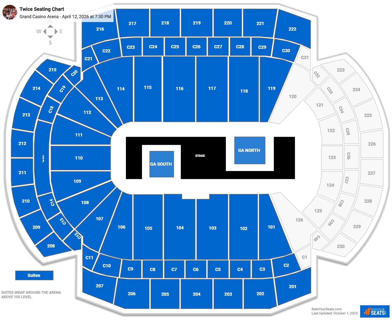 Twice seating chart Grand Casino Arena