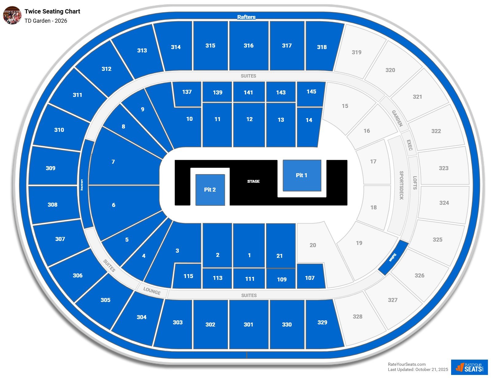 Twice seating chart TD Garden