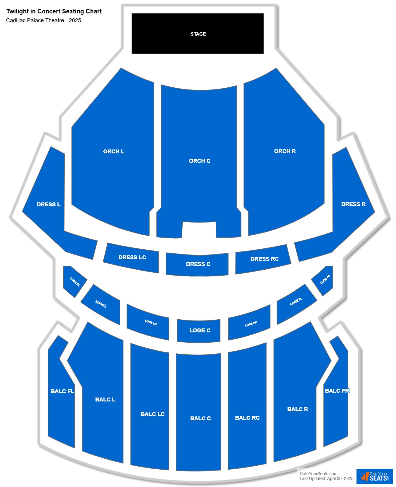 Twilight in Concert seating chart Cadillac Palace Theatre