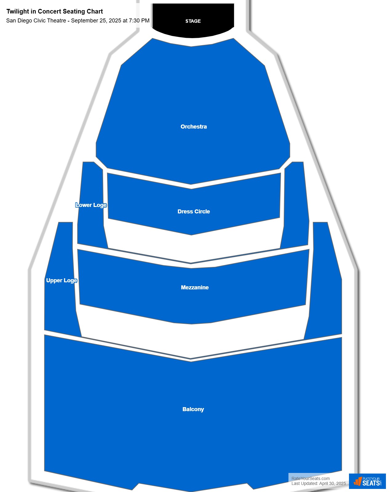 Twilight in Concert seating chart San Diego Civic Theatre